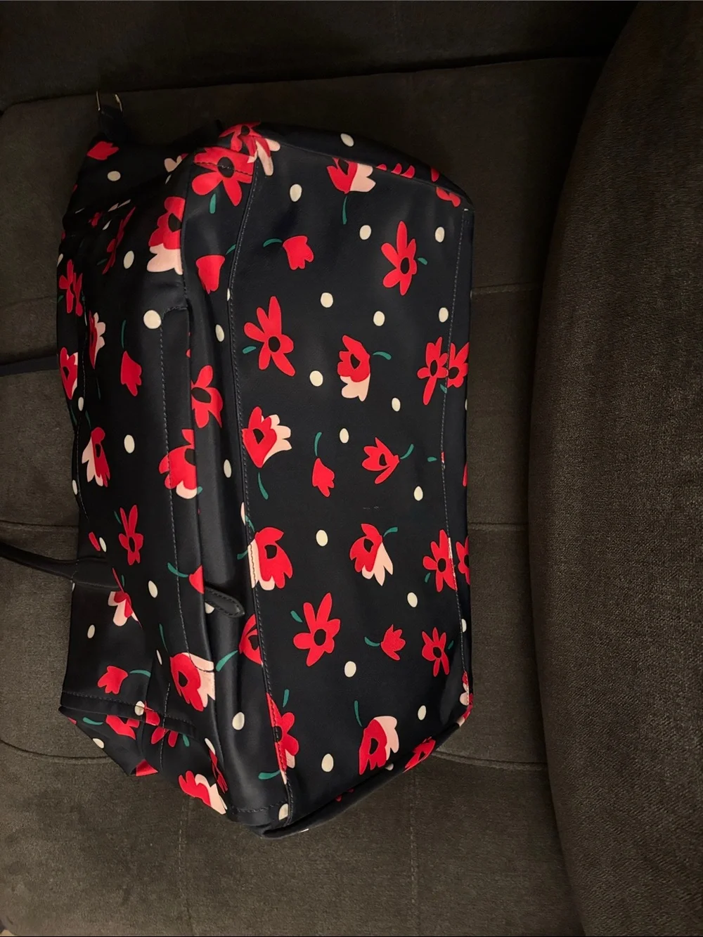 kate spade navy floral polka dot weekender tote